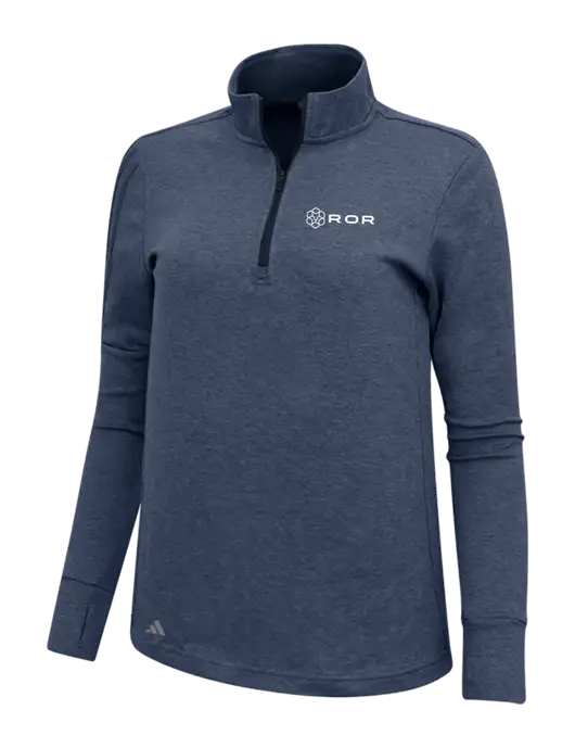 Adidas Navy Melange Womens 3 Stripes Quarter Zip Sweater w/ROR Logo