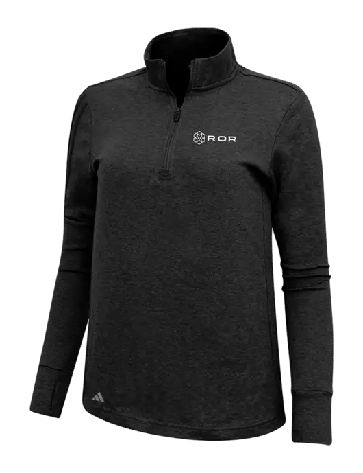 Adidas Black Melange Womens 3 Stripes Quarter Zip Sweater w/ROR Logo