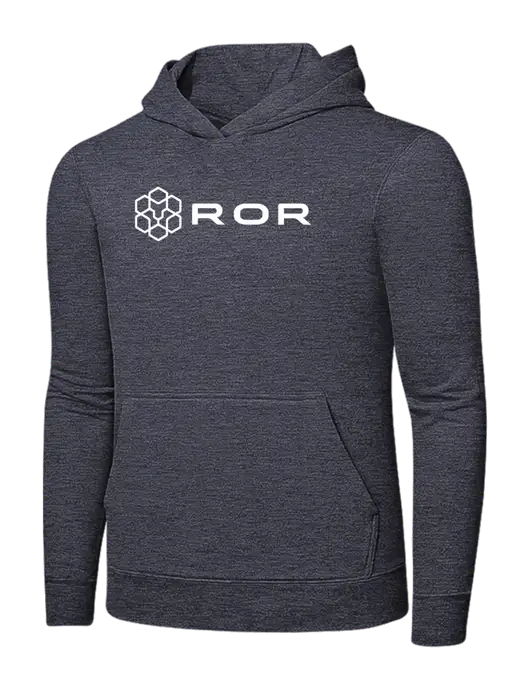 Heather Navy 7.8 oz Ring Spun Hooded Sweatshirt w/ROR Logo