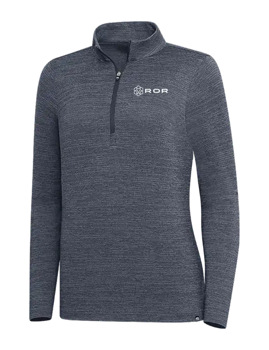 TravisMathew Navy Heather Womens Crestview 1/4 Zip w/ROR Logo