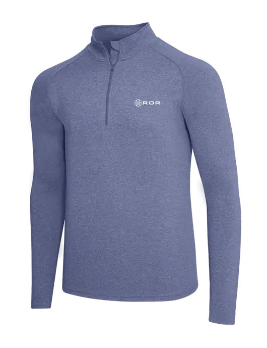 Navy Heather Sport Wick Stretch 1/4 Zip Pullover w/ROR Logo