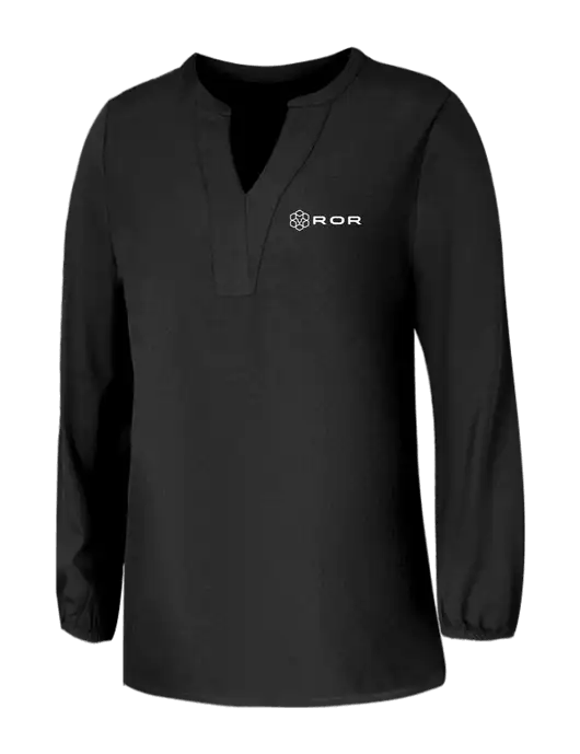 Mercer+Mettle Womens Deep Black Stretch Crepe 3/4 Sleeve Blouse w/ROR Logo