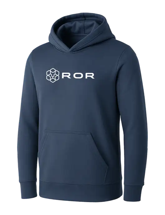 Womens Navy Core Fleece Pullover Hooded Sweatshirt w/ROR Logo