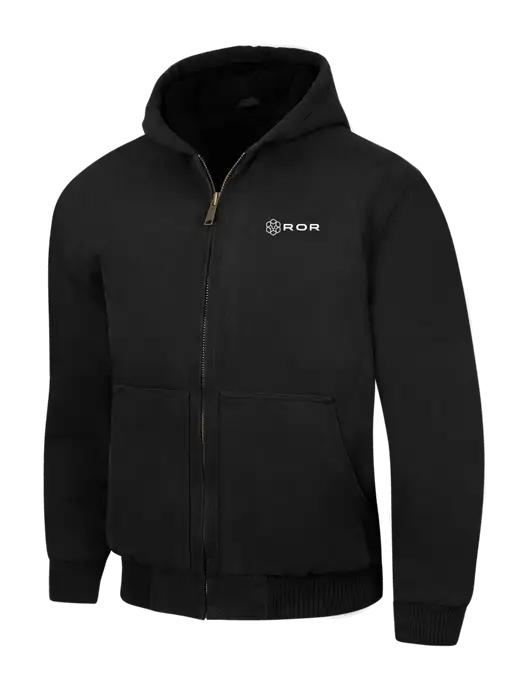 CornerStone Black Washed Duck Cloth Insulated Hooded Work Jacket w/ROR Logo