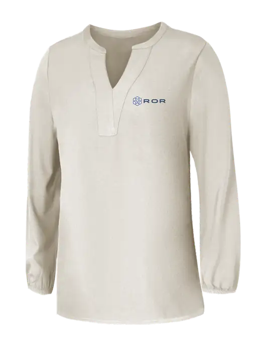Mercer+Mettle Womens Ivory Stretch Crepe 3/4 Sleeve Blouse w/ROR Logo