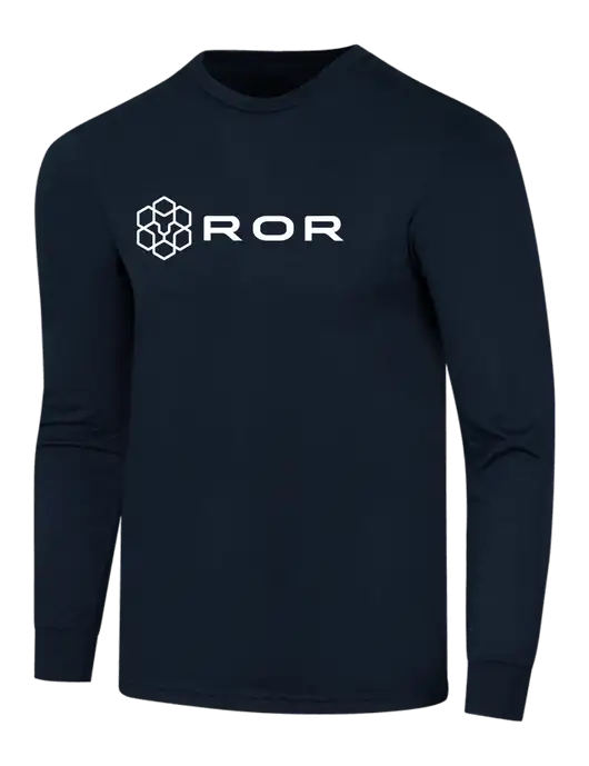 Simply Soft Long Sleeve Navy 4.5 oz, Poly/Combed Ring Spun Cotton T-Shirt w/ROR Logo