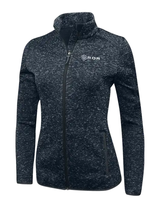 Navy Heather Womens Sweater Fleece Jacket w/ROR Logo