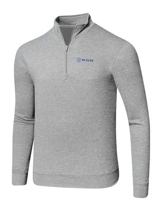 Light Heather Grey 8.5 oz Ring Spun 1/4 Zip Pullover Sweatshirt w/ROR Logo