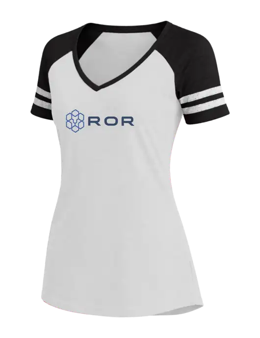 Womens White/Black V-Neck Game Tee w/ROR Logo