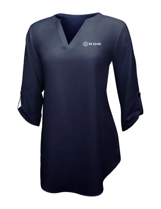 Navy Womens 3/4 Sleeve Tunic Blouse w/ROR Logo