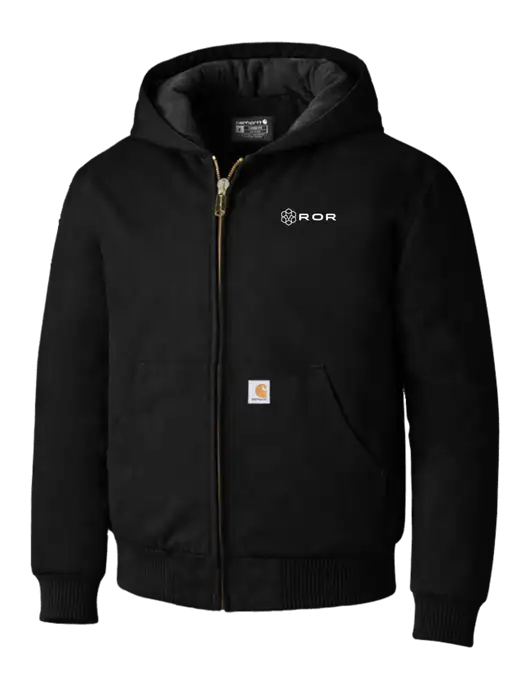 Carhartt Black Quilted-Flannel-Lined Duck Active Jacket w/ROR Logo
