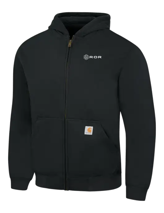 Carhartt Black Rain Defender Paxton Heavyweight Hooded Full Zip-Front Sweatshirt w/ROR Logo