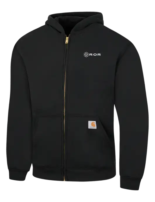 Carhartt Black Midweight Hooded Zip-Front Sweatshirt w/ROR Logo