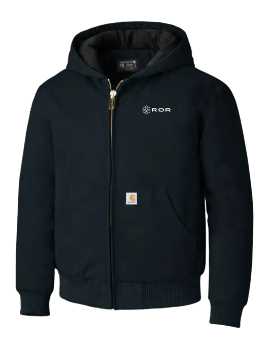 Carhartt Navy Quilted-Flannel-Lined Duck Active Jacket w/ROR Logo