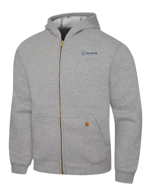 Carhartt Light Grey Heather Midweight Hooded Zip-Front Sweatshirt w/ROR Logo