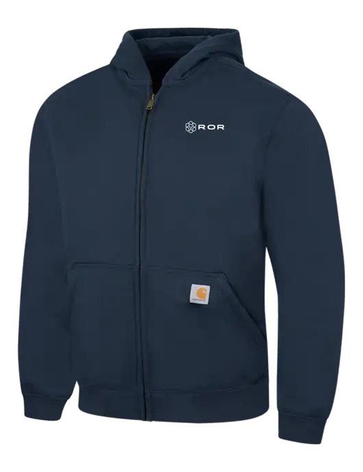 Carhartt Navy Rain Defender Paxton Heavyweight Hooded Zip-Front Sweatshirt w/ROR Logo