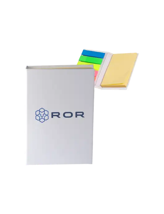 White Micro Sticky Note Pad, 2 x 3.25 w/ROR Logo
