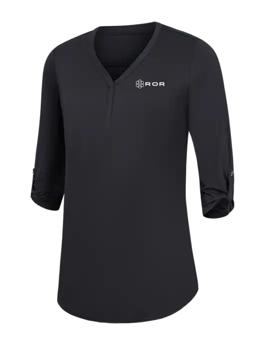 Womens Black City Stretch 3/4-Sleeve Tunic w/ROR Logo