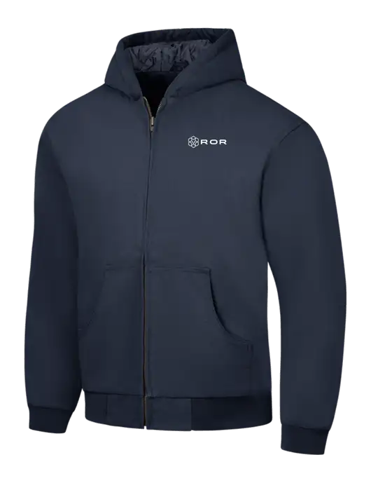 CornerStone Navy Duck Cloth Hooded Work Jacket w/ROR Logo