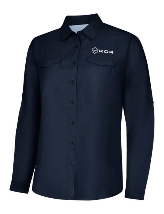Womens Navy Long Sleeve UV Daybreak Shirt w/ROR Logo