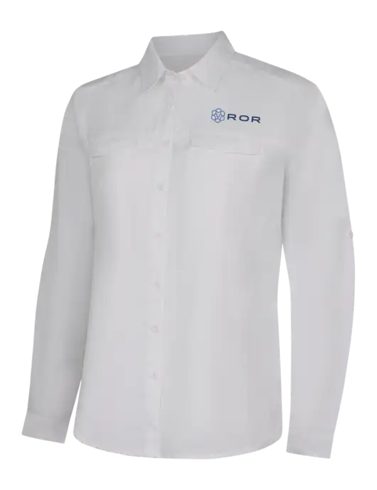 Womens White Long Sleeve UV Daybreak Shirt w/ROR Logo