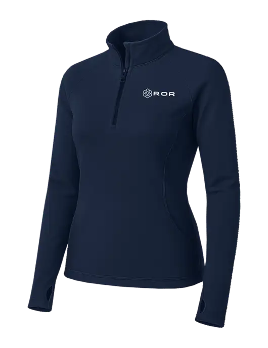 Navy Womens Sport Wick Stretch 1/4 Zip Pullover w/ROR Logo