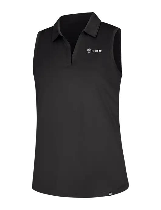 TravisMathew Womens Black Coto Performance Sleeveless Polo w/ROR Logo