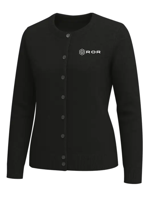 Brooks Brothers Womens Black Washable Merino Cardigan Sweater w/ROR Logo