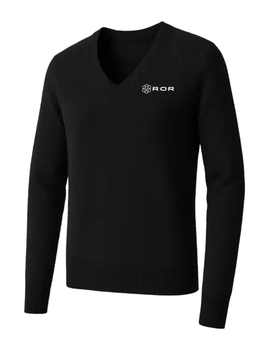 Brooks Brothers Womens Black Washable Merino V-Neck Sweater w/ROR Logo