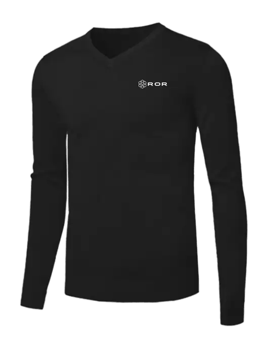Brooks Brothers Black Washable Merino V-Neck Sweater w/ROR Logo