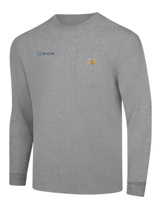 Carhartt Light Grey Heather Workwear Pocket Long Sleeve T-Shirt w/ROR Logo
