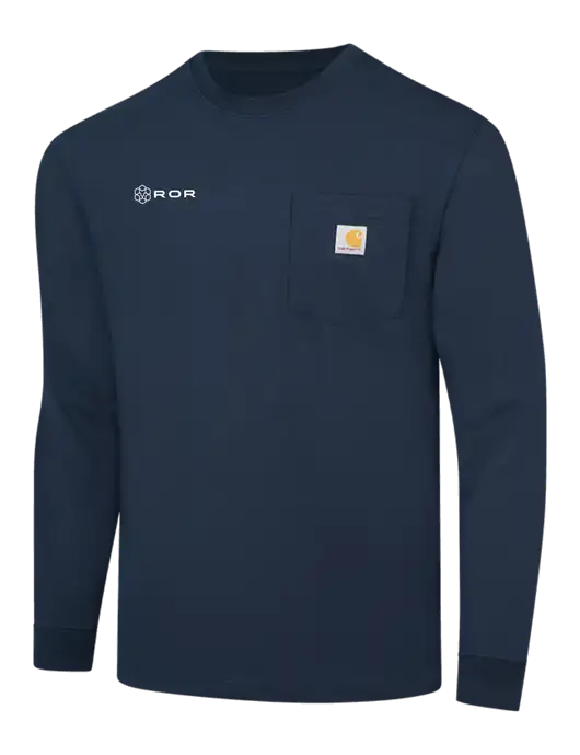 Carhartt Navy Workwear Pocket Long Sleeve T-Shirt w/ROR Logo
