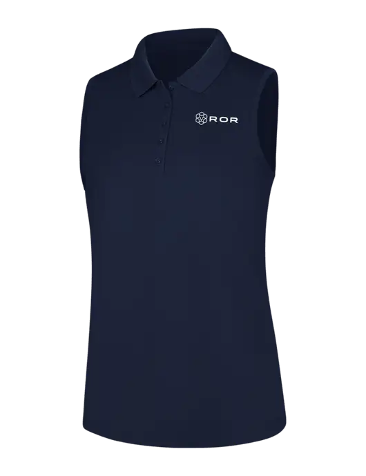 Womens Navy Dry Zone UV Micro-Mesh Sleeveless Polo w/ROR Logo