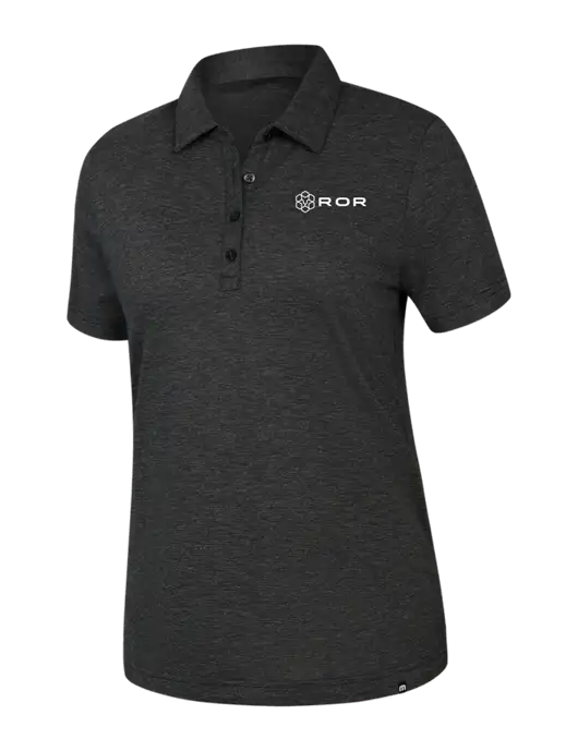 TravisMathew Womens Black Heather Sunnyvale Polo w/ROR Logo