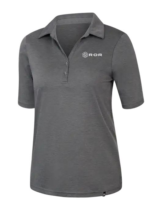 TravisMathew Womens Black Heather Sunsetters Polo w/ROR Logo