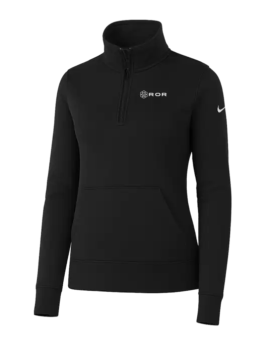 Nike Womens Black Club Fleece Sleeve Swoosh 1/2-Zip w/ROR Logo