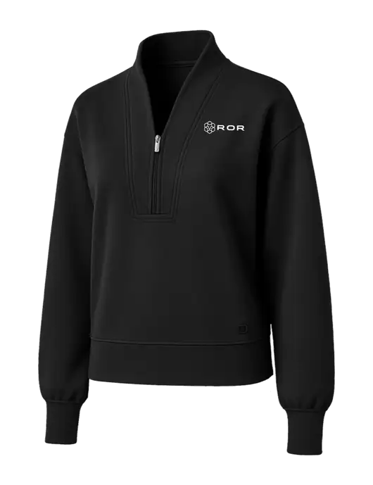 OGIO Womens Black Transcend 1/4-Zip w/ROR Logo