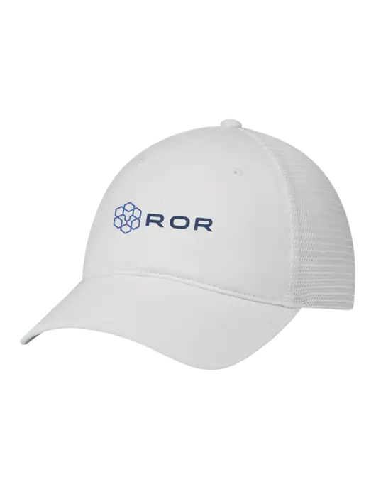 Richardson 111 Garment Washed Trucker Cap White w/White Mesh w/ROR Logo