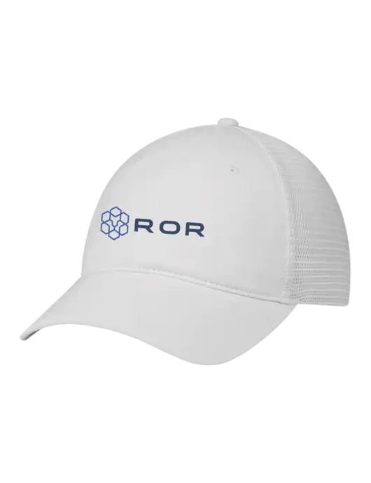 Richardson 111 Garment Washed Trucker Cap White w/White Mesh w/ROR Logo