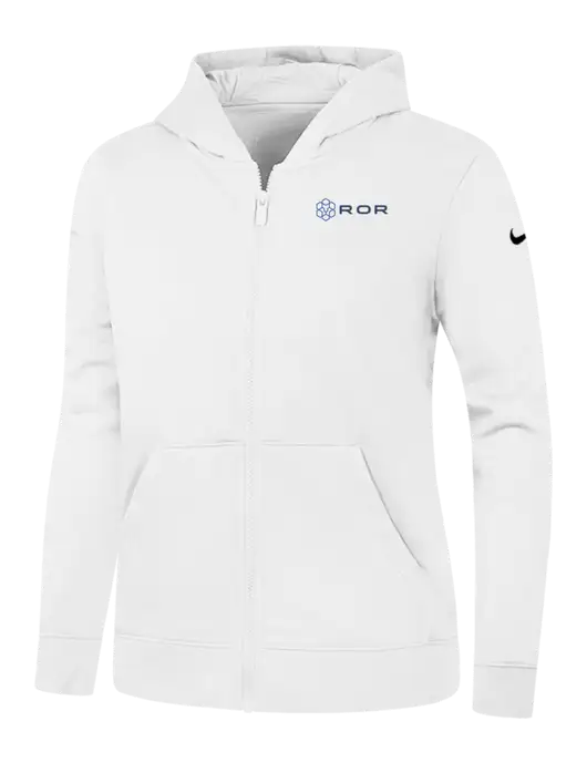 Nike Womens Club Fleece Sleeve Swoosh Full-Zip White Hoodie w/ROR Logo
