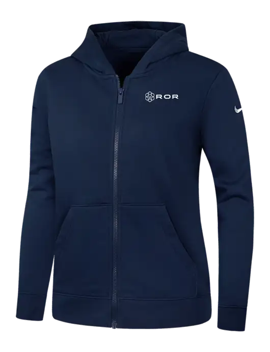 Nike Womens Club Fleece Sleeve Swoosh Full-Zip Dark Navy Hoodie w/ROR Logo