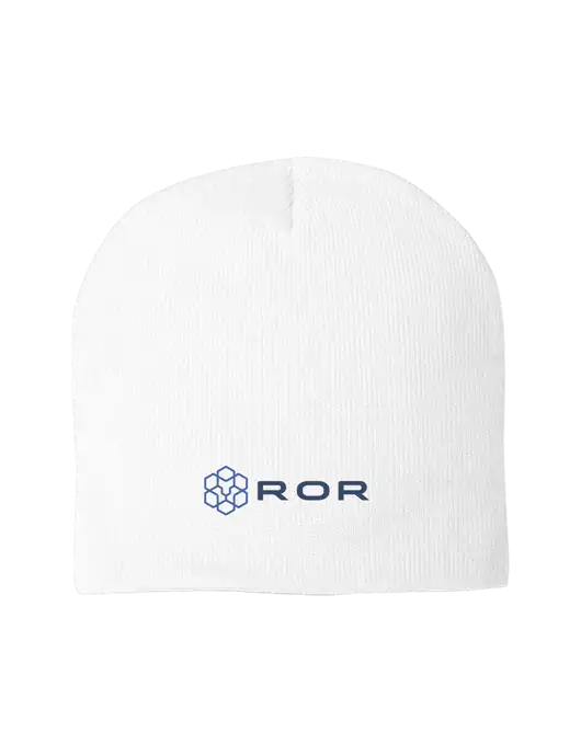 Solid White Element Knit Beanie w/ROR Logo