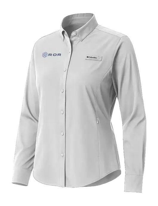 Columbia Grey Womens PFG Tamiami II Long Sleeve Shirt w/ROR Logo