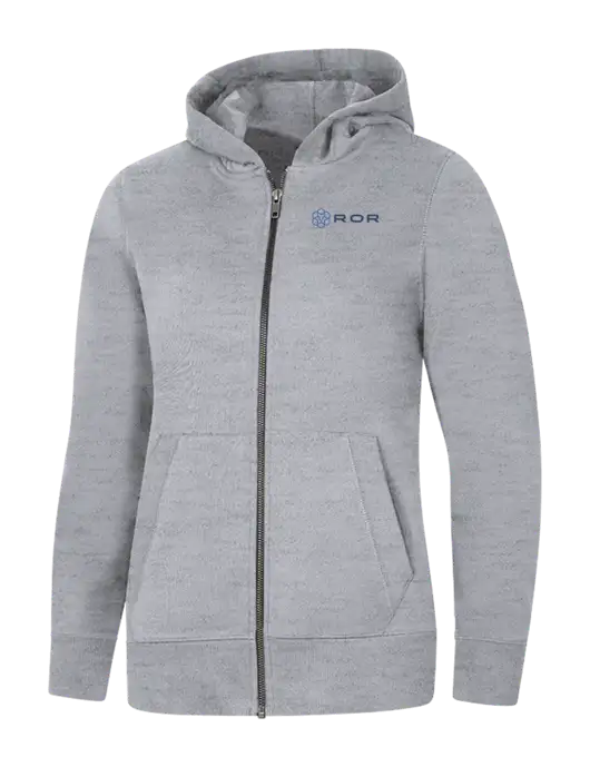 Womens Light Grey Heather Re-Fleece Full-Zip Hoodie w/ROR Logo