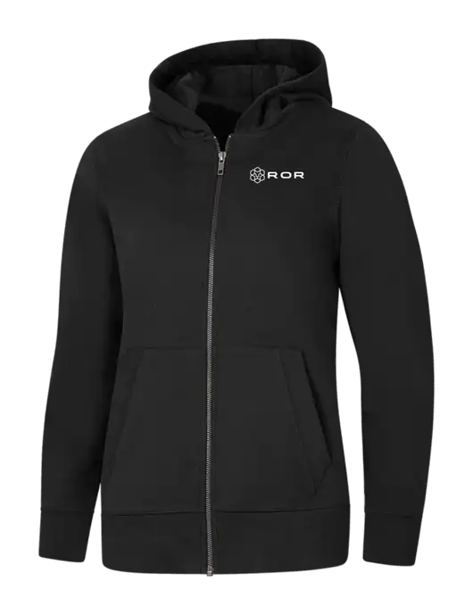 Womens Black Re-Fleece Full-Zip Hoodie w/ROR Logo