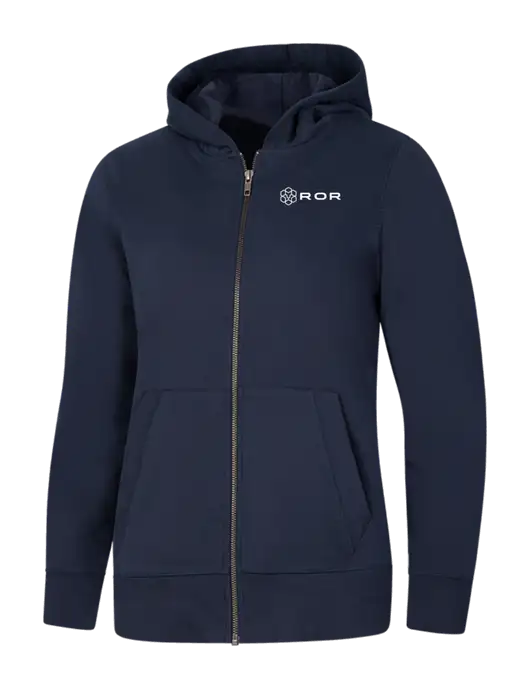 Womens Navy Re-Fleece Full-Zip Hoodie w/ROR Logo