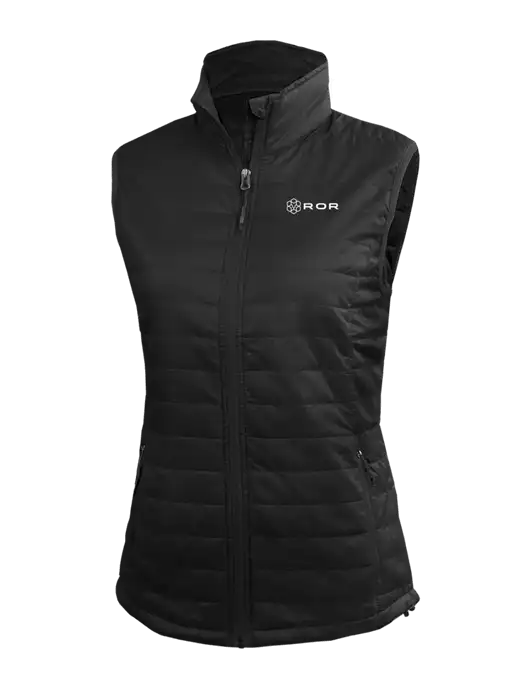 Womens Packable Black Puffy Vest w/ROR Logo