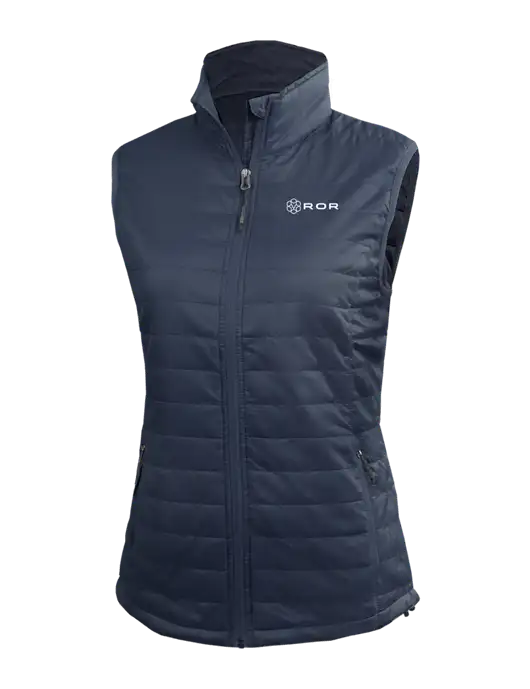 Womens Packable Navy Puffy Vest w/ROR Logo