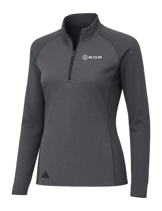 Adidas Womens Black Melange Space Dyed Quarter-Zip Pullover  w/ROR Logo