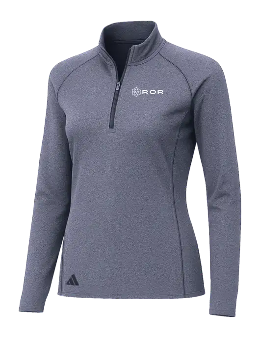 Adidas Womens Navy Melange Space Dyed Quarter-Zip Pullover  w/ROR Logo
